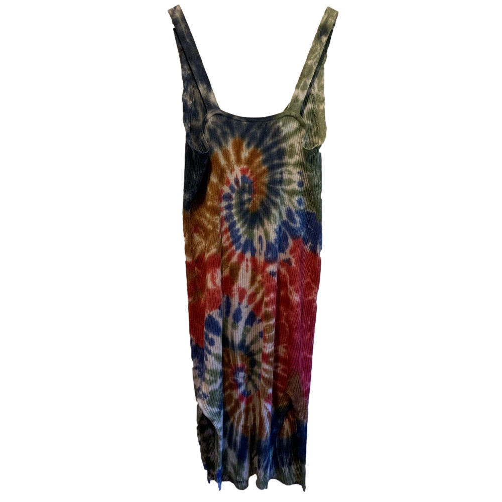 🌈 Jolie & Joy Ribbed Tie Dye Midi Dress 3X | Boho Sleeveless Plus Size Sundress - Picture 3 of 5
